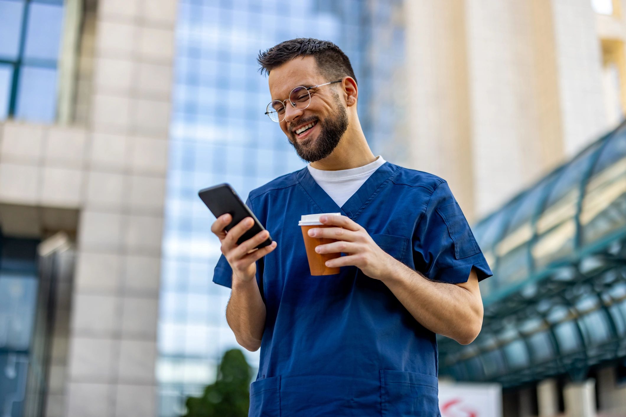 Person using a smartphone to search for healthcare options