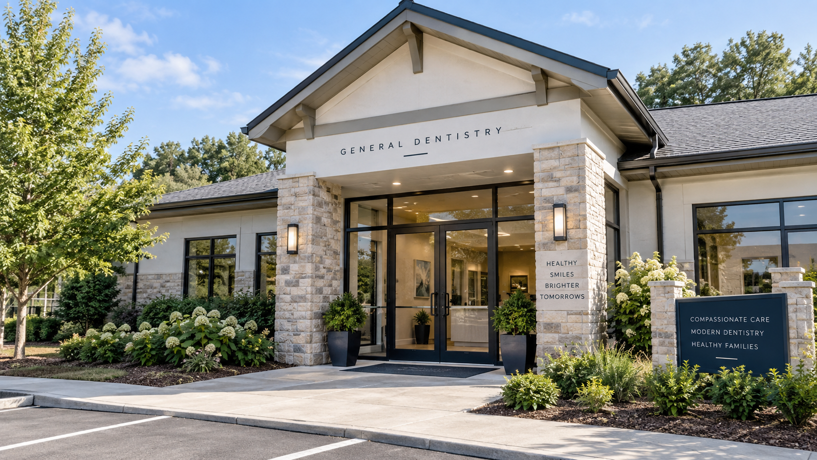 Example fictional dental practice exterior